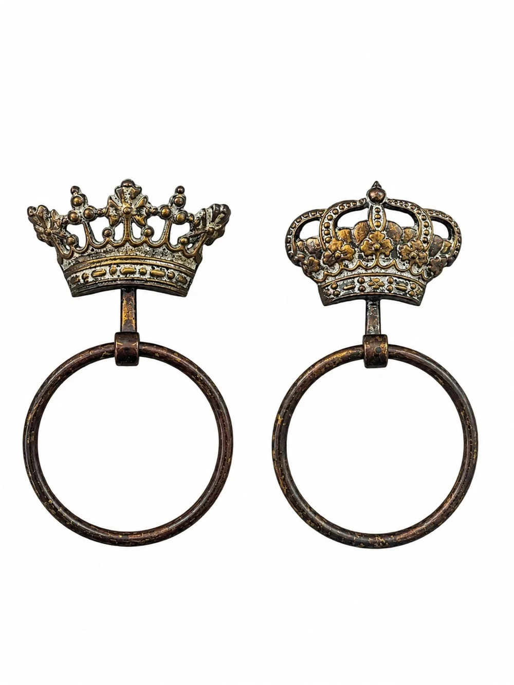Vintage crown Wall Rings Set King Queen Mudroom Decor